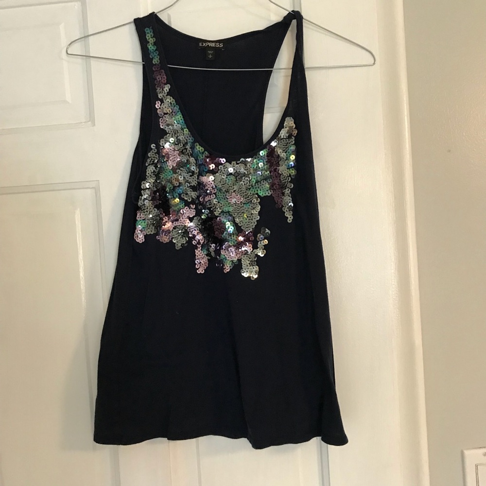 Navy sequined tank